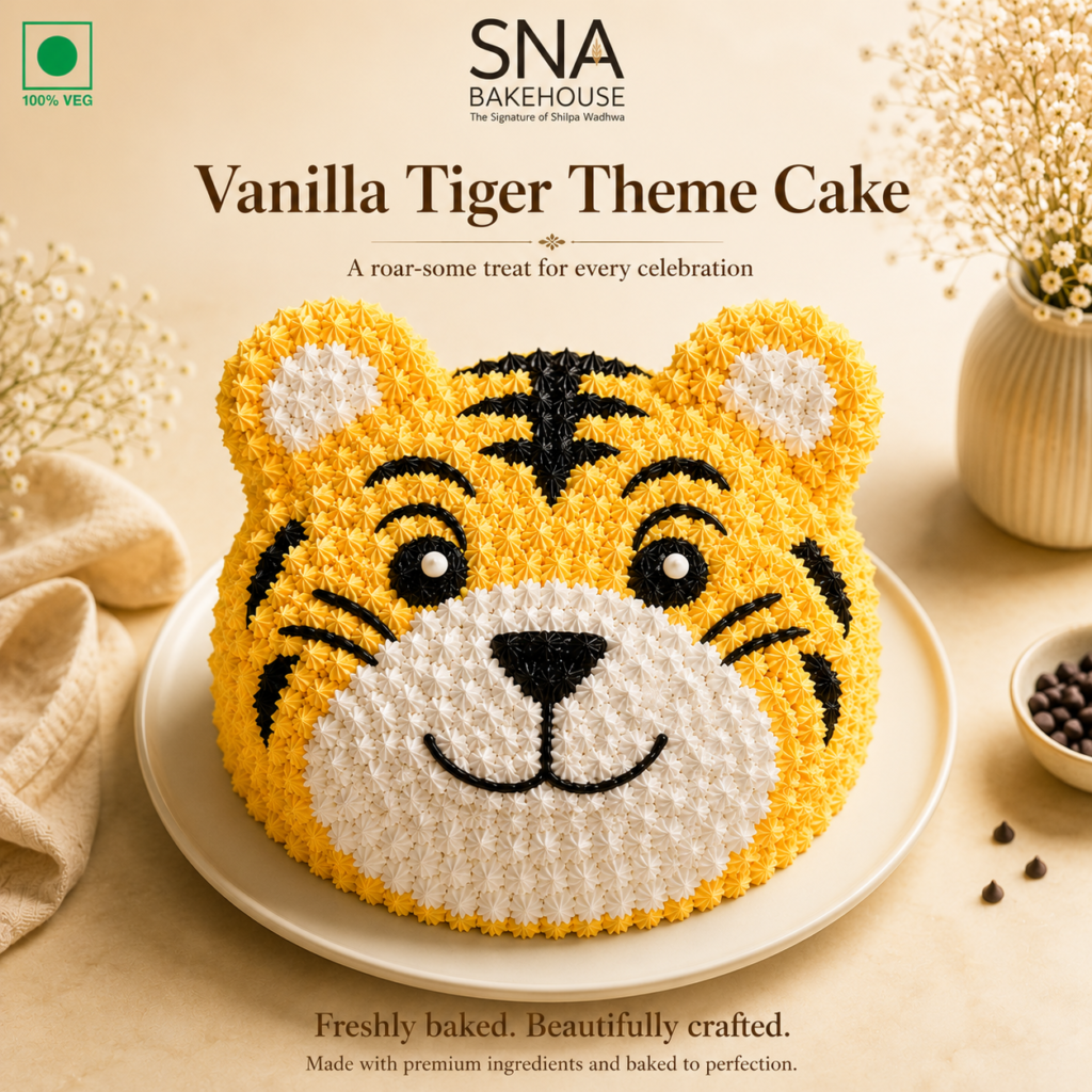 Buy Vanilla Tiger Theme Cake Online