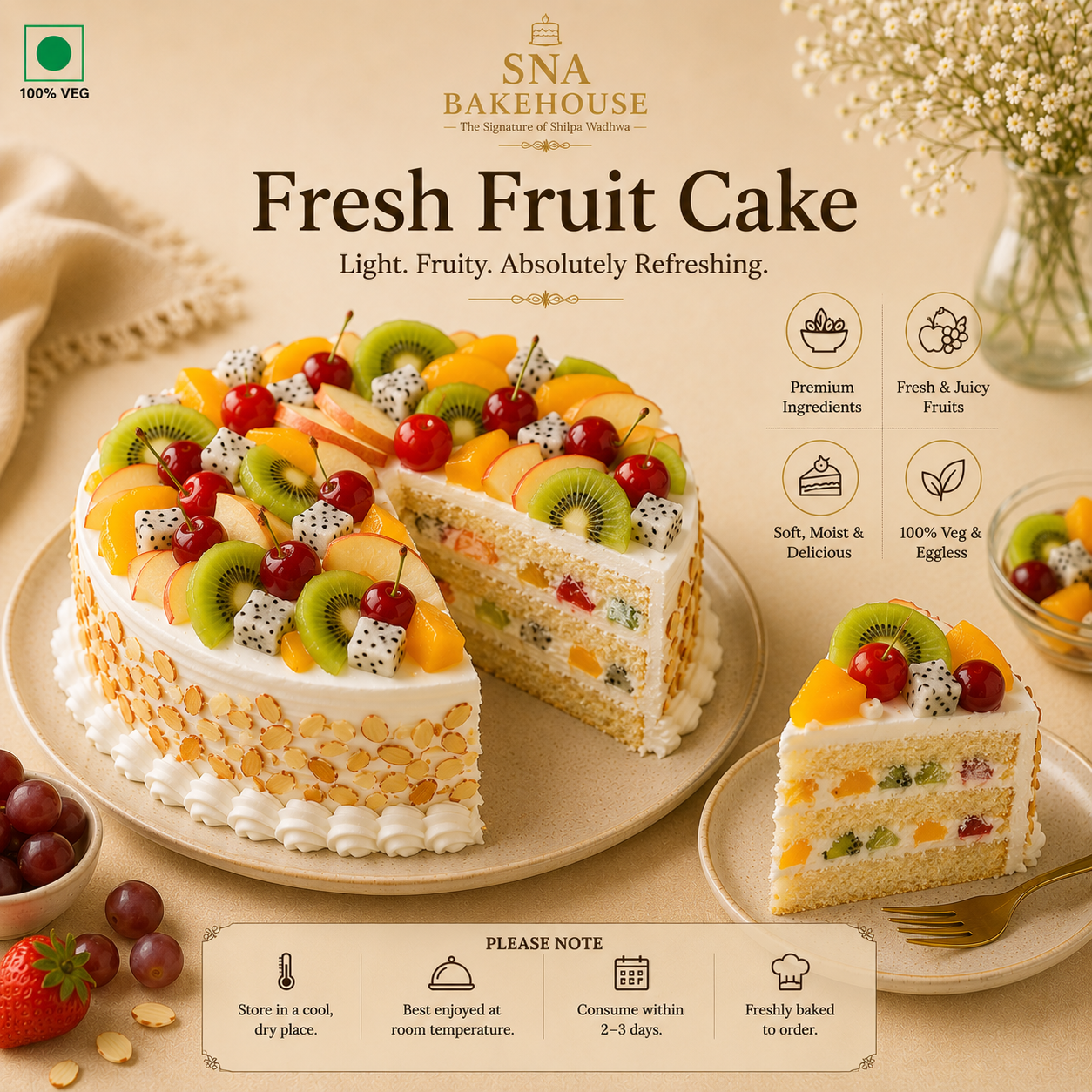 Order Fresh Fruit Cake Online