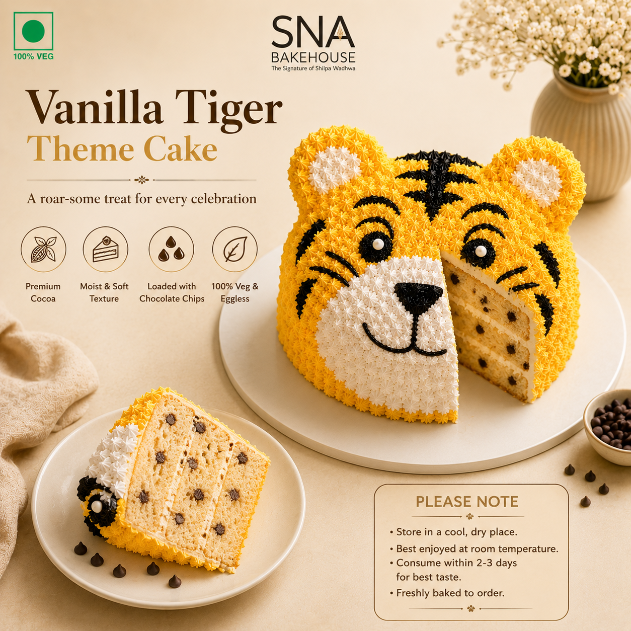 Order Vanilla Tiger Theme Cake Online